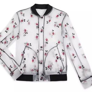 Disney Parks Rain Jacket Mickey Mouse Print Snaps Adult Size Small / Med NEW